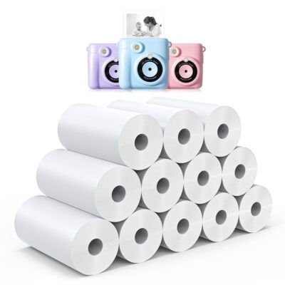 12 Rolls Instant Print Paper for Kids Instant Camera Print- Hikkon Thermal Print Refill Paper Rolls Photo Print HD Printing for Most Kids Camera(White)