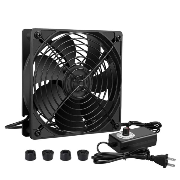 120mm AC Powered Fan with Vriable Speed Controller, AC 110V to 220V Vriable Speed Fan for Receiver Amplifier DVR PlayStation Component Cooling