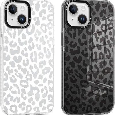 2 Pack Cheetah Cases for Apple iPhone 13 / iPhone 14 Case 6.1 inch, Clear with Cute Fashion Leopard Patterns for Girls Women, Slim Funda with Shockproof Protection Silicone Soft…