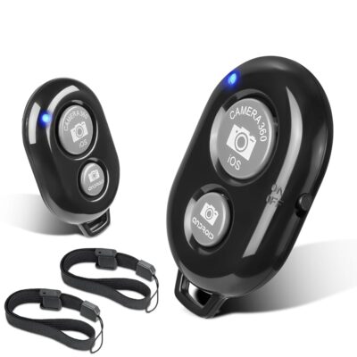 2 Pack Wireless Camera Remote Control – Wireless Remote for iPhone & Android Phones iPad iPod Tablet, Clicker for Photos & Videos, Wrist Strap Included