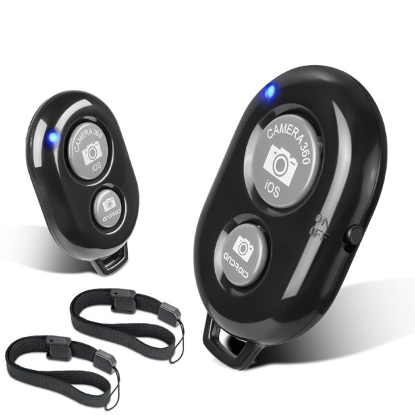 2 Pack Wireless Camera Remote Control - Wireless Remote for iPhone & Android Phones iPad iPod Tablet, Clicker for Photos & Videos, Wrist Strap Included