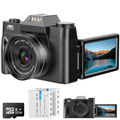 4K Digital Camera for Photography Point and Shoot Digital Camera for Kid 56MP Auto-Focus Vlogging Camera for YouTube 16X Digital Zoom Compact Camera with 3.0” Screen, 32GB SD…