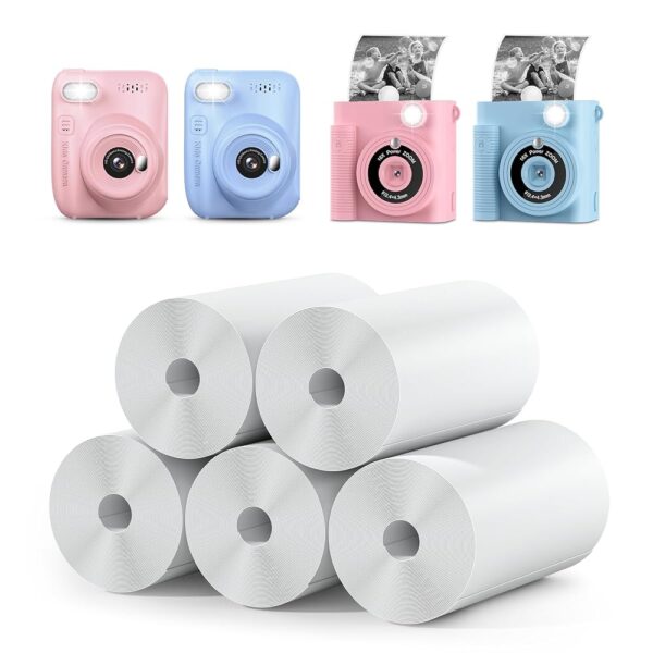 5 Rolls Kids Instant Camera Refill Print Paper, Photo Printer Thermal Paper Rolls Instant Print Camera for Kid's Instant Camera