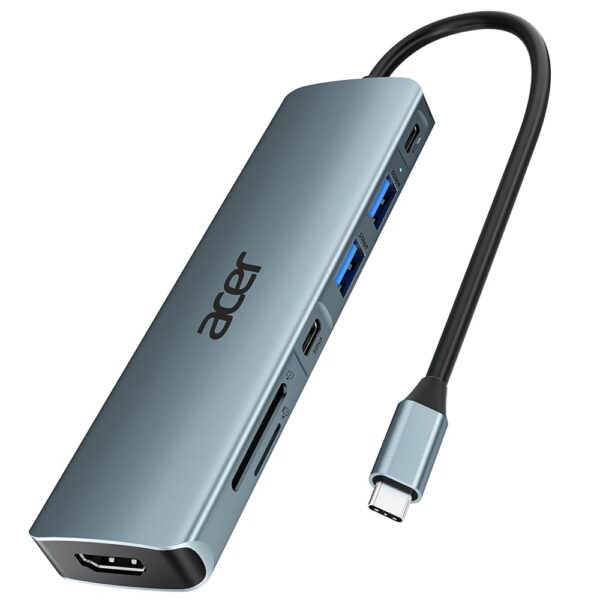 Acer USB C Hub, 7 in 1 USB C to HDMI Splitter, 2 USB 3.1 GEN1 and 5Gbps Type-C Data Port, USB C Adapter with 4K HDMI Port, PD 100W Charging, SD Card Reader, for iPad Pro MacBook...