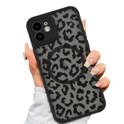 AIGOMARA Case for iPhone 11 [Compatible with MagSafe] Black Leopard Pattern Design Case for Women Girls Men Soft TPU Bumper Hard PC Back Anti-Fall Shockproof Protective Slim…