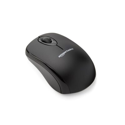 Amazon Basics 2.4 Ghz Wireless Optical Computer Mouse with USB Nano Receiver, Black