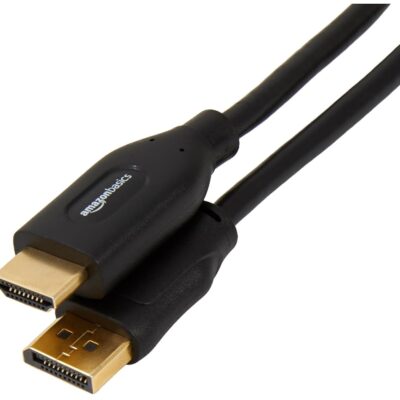 Amazon Basics DisplayPort to HDMI Cable, Uni-Directional, 4K@30Hz, 1920×1200, 1080p, 6 ft, Black