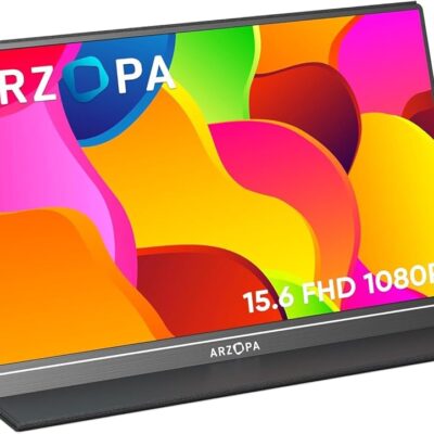 ARZOPA Portable Monitor, 15.6” 1080P FHD Laptop Monitor USB C HDMI Computer Display HDR Eye Care External Screen w/Smart Cover for Mac Phone Xbox Switch PS5-S1 Table