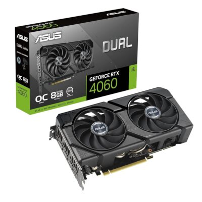 ASUS Dual GeForce RTX™ 4060 EVO OC Edition 8GB GDDR6 (PCIe 4.0, 8GB GDDR6, DLSS 3, HDMI 2.1a, DisplayPort 1.4a, Axial-tech Fan Design, 0dB Technology, Dual BIOS, Auto-Extreme…