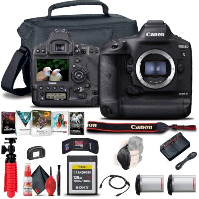 Canon EOS-1D X Mark III DSLR Camera (Body Only) (3829C002) + 128GB CFexpress Card + LP-E19 Battery + Case + Corel Photo Software + Flex Tripod + Hand Strap + Memory Wallet +…