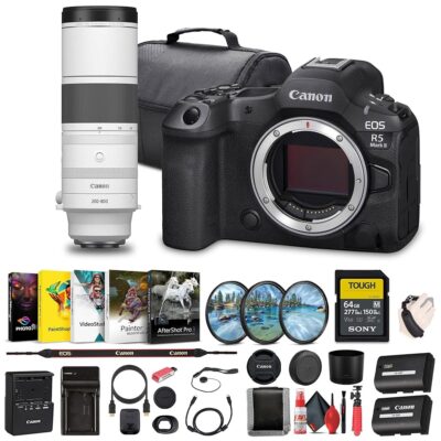 Canon EOS R5 Mark II Mirrorless Camera, 45MP, Full-Frame Hybrid Camera, 8K Video (6536C002) RF 200-800mm Lens + 64GB SF-M Tough Series Card + Bag + Photo Editing Software + More…