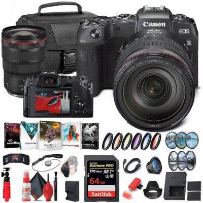 Canon EOS RP Mirrorless Digital Camera with 24-105mm Lens (3380C012) + Canon RF 24-70mm Lens + 64GB Card + Color Filter Kit + Case + Filter Kit + Corel Photo Software + LPE17…