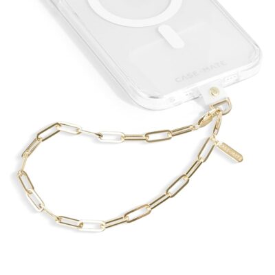 Case-Mate Phone Charm with Gold Metal Chain | Detachable Anti Theft Phone Strap | Hands-Free iPhone Wrist Strap for Women | Phone Chain Wristlet – Fits Apple, Samsung, Google…