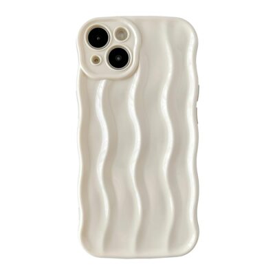 Caseative for iPhone 13 Case,Water Ripple Pattern Curly Wave Frame Soft Compatible with iPhone Case (White,iPhone 13)