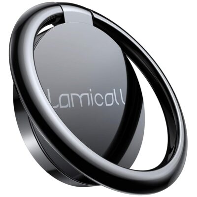 Cell Phone Ring Holder Finger Stand – Lamicall Phone Kickstand, 360° Rotation Polished Metal Grip for Magnetic Car Mount, Compatible with iPhone 16/15/14/13/12/11 Pro Max,…