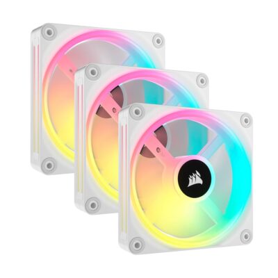 Corsair iCUE LINK QX120 RGB 120mm Magnetic Dome RGB Fans – Triple Fan Starter Kit with iCUE LINK System Hub – White