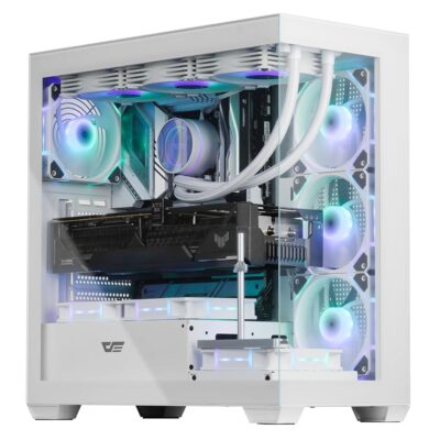 darkFlash ATX Mid-Tower PC Case, Pre-Install 4 PWM ARGB Fans Computer Case, Full View Dual Tempered Glass Gaming PC Case, Type C Port, Supports up to 360mm Water Cooling…