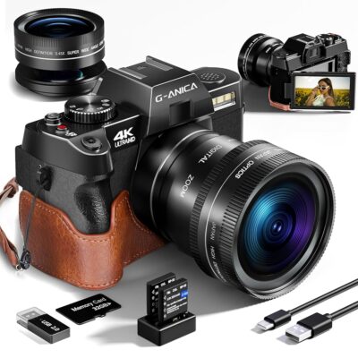 Digital Camera, 48MP Cameras for Photography with WiFi & App Control, 4K Vlogging Camera for YouTube with Bag,Compact Camera,Perfect for Entry-Level Users and Beginners with…