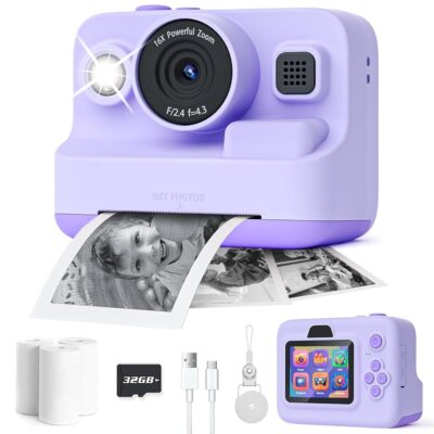 Dylanto Instant Print Camera for Kids,2.4 Inch Screen Kids Instant Cameras, Christmas Birthday Gifts for Girls Age 3-12, Portable Toddler Toy for 3 4 5 6 7 8 9 10 Year Old Girls…