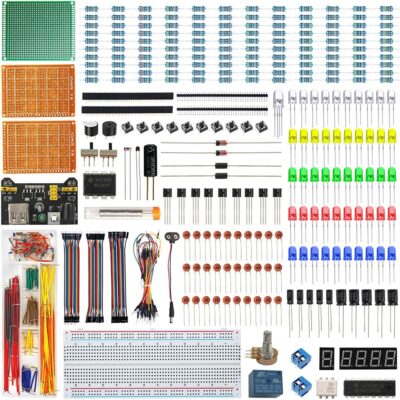 Electronics Component Fun Kit w/E-Book, Upgraded Electronic Starter Kit with Breadboard Jumper Wires Kit, PCB Soldering Kit, LEDs & Resisitor Kit for Arduino/for Raspberry…