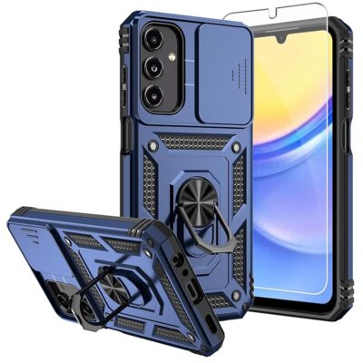 for Galaxy A15 5G Phone Case,Samsung Galaxy A15 5G Case,with Screen Protectors and Camera Cover,[Military Grade] 16ft.Drop Tested Cover with Magnetic Kickstand Protective Case…