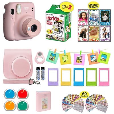 Fujifilm Instax Mini 11 Instant Camera + Shutter Compatible Carrying Case + Fuji Film Value Pack (20 Sheets) + Shutter Accessories Bundle, Color Filters, Photo Album, Assorted…