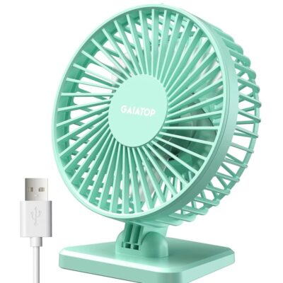 Gaiatop USB Desk Fan, Small But Powerful, Portable Quiet 3 Speeds Wind Desktop Personal Fan, Adjustment Mini Fan Table Fan for Better Cooling, Home Office Car Indoor Outdoor(Green)