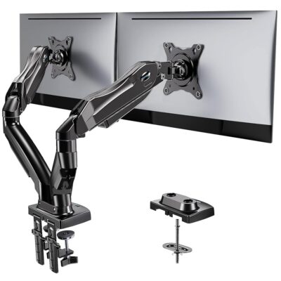 HUANUO Dual Monitor Stand – Full Adjustable Monitor Desk Mount Swivel Vesa Bracket with C Clamp, Grommet Mounting Base for 13 to 30 Inch Computer Screens – Each Arm Holds 4.4 to…