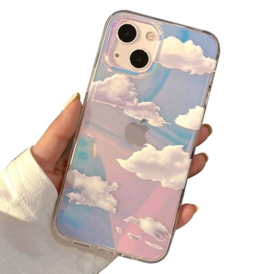 I-MGAE-IN-AR Cute Clear Crystal Designed for iPhone 13 Case 6.1 inch 2021 Released,Shockproof Protective Phone Cases Slim Cover for White Cloud Aesthetic Glitter Design for…