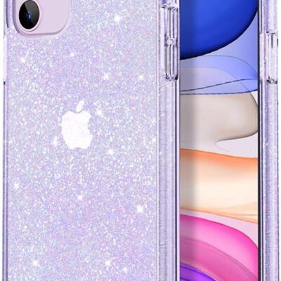 JJGoo Compatible with iPhone 11 Case, Clear Glitter Sparkle Bling Anti-Scratch Shockproof Protective Flexible Phone Cases Cute Slim Thin Bumper Cover for Women Girls (6.1 inch)…