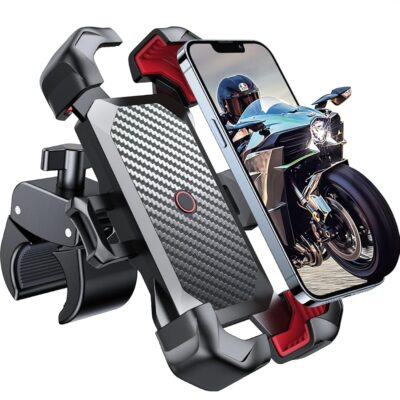 JOYROOM Motorcycle Phone Mount, [1s Auto Lock][100mph Military Anti-Shake] Bike Phone Holder for Bicycle, [10s Quick Install] Handlebar Phone Mount, Compatible with iPhone,…