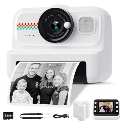 Kids Camera Instant Print, 1080P HD Instant Print Camera for Kids with 3 Rolls Print Paper & 32GB Card, Selfie Digital Camera for Kids, Ideal Kids Toys Gifts for Boys & Girls…