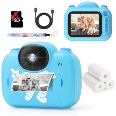 Kids Camera Instant Print, 3.5” Kids Digital Camera Instant with 1080P HD Photos & Videos, Christmas Birthday Gifts for Girls Boys Age 3-12 (Blue)