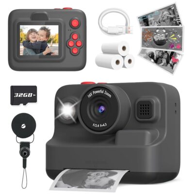 Kids Camera Instant Print, Christmas Birthday Gifts for 3-12 Year Old Boys Girls, 2.4in Screen 1080P Kids Digital Camera Toys for Kids Age 3 4 5 6 7 8 9 10 with 3 Rolls Print…