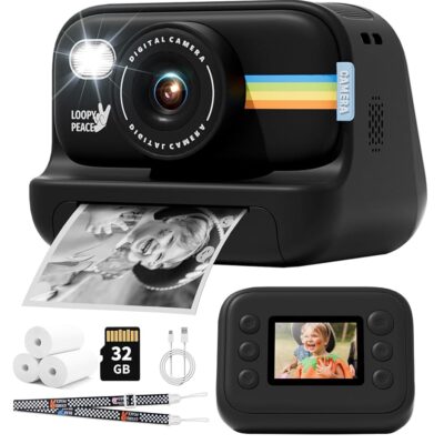 Kids Camera Instant Print, Christmas Birthday Gifts for 4-12 Girls Boys, Portable Travel Toy Camera for 4 5 6 7 8 9 10 Boys, 1080P Digital Cameras for Toddler with 32GB SD…