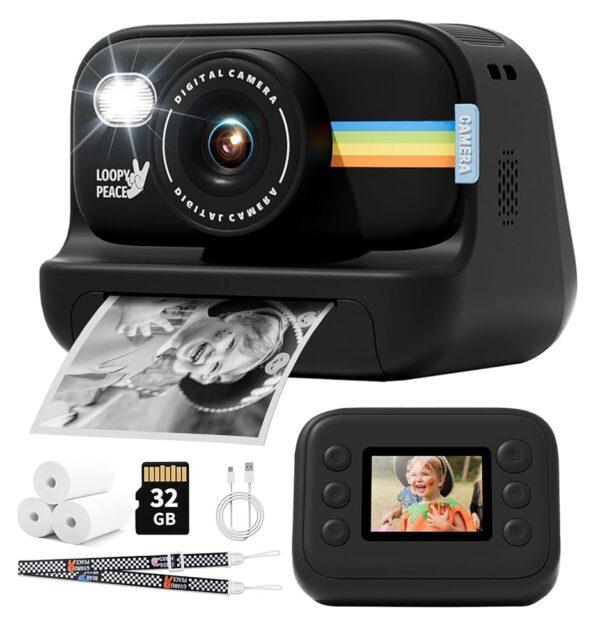 Kids Camera Instant Print, Christmas Birthday Gifts for 4-12 Girls Boys, Portable Travel Toy Camera for 4 5 6 7 8 9 10 Boys, 1080P Digital Cameras for Toddler with 32GB SD...