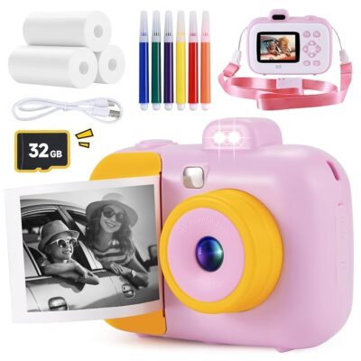 Kids Camera Instant Print for Girls Boys Age 3-12 Kids Toys, 12MP 1080P Kids Digital Cameras Christmas Birthday Gifts for 4 5 6 7 8 9 10 Year Old Girls, Toddler Camera Girls Toys