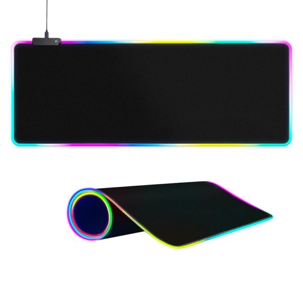 Large RGB Gaming Mouse Pad -15 Light Modes Touch Control Extended Soft Computer Keyboard Mat Non-Slip Rubber Base for Gamer Esports Pros 31.5X11.8