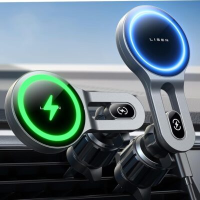 LISEN for 15W MagSafe Car Mount Charger, for iPhone 16 Wireless Car Charger Magnetic Car Phone Holder Mount, Car Phone Mount Charger Vent Fit for iPhone 16 15 Pro Max 14 13 12…