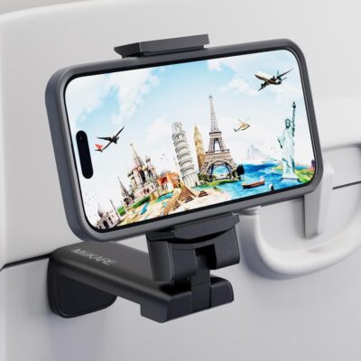 MiiKARE Airplane Travel Essentials Phone Holder, Universal Handsfree Phone Mount for Flying with 360 Degree Rotation, Accessory for Airplane, Travel Must Haves Phone Stand for…