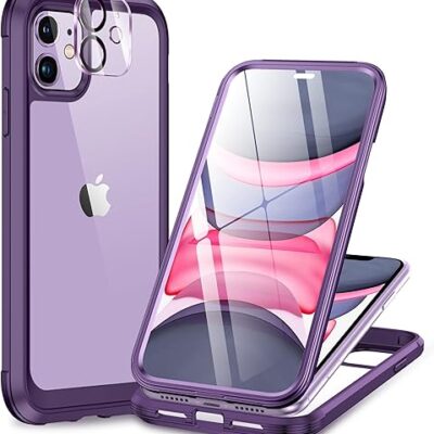 Miracase Glass Series for iPhone 11 Case [with Camera Lens Protector] Full-Body Rugged Bumper Case with Built-in 9H Tempered Glass Screen Protector Compatible with iPhone 11 6.1…