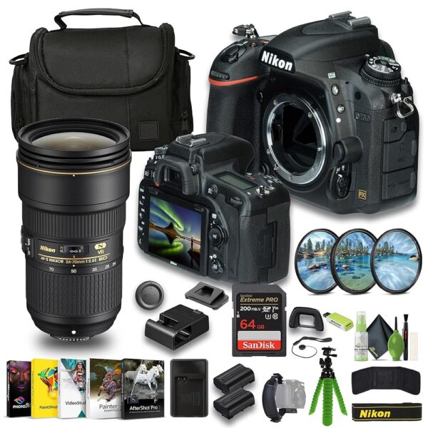 Nikon D750 FX-Format Digital SLR Camera + EN-EL15C Battery + Extreme PRO 64GB Card + 12 Inch Flex Tripod + Photo Editing Software AF-S NIKKOR 24-70mm f/2.8E ED VR Lens + More