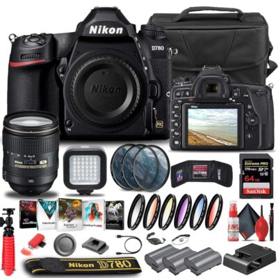 Nikon D780 DSLR Camera (Body Only) (1618) + Nikon 24-120mm Lens + 64GB Memory Card + Case + Corel Photo Software + 2 x EN-EL 15 Battery + LED Light + Filter Kit + More…