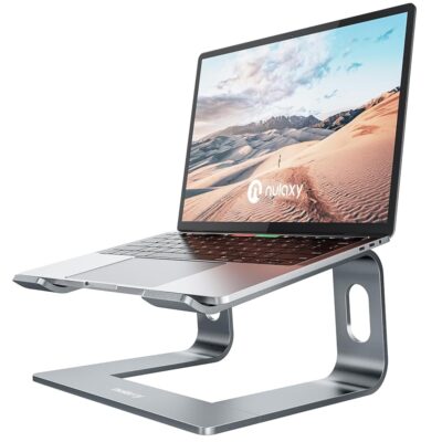 Nulaxy Laptop Stand, Detachable Ergonomic Laptop Mount Computer Stand for Desk, Aluminum Laptop Riser Notebook Stand Compatible with MacBook, Dell XPS, All 10-16″ Laptops – Gray