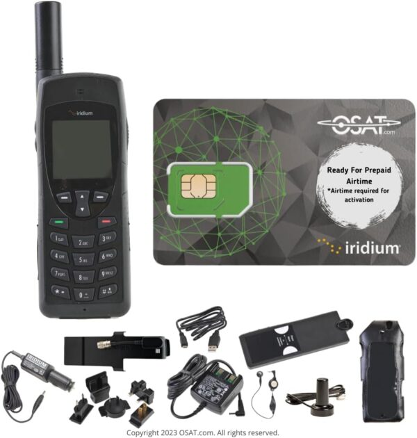 OSAT Iridium 9555 Satellite Phone Telephone & SIM Prepaid, Postpaid Flex Monthly Contract SIM Cards Ready to Activate - Voice,Text Messaging SMS Global Coverage NO AIRTIME Included