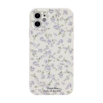 Ownest Compatible with iPhone 11 Case Vintage Floral Rose Pattern Cute Design for Women Girls Fashion Slim Soft Flexible TPU Rubber for iPhone 11-White