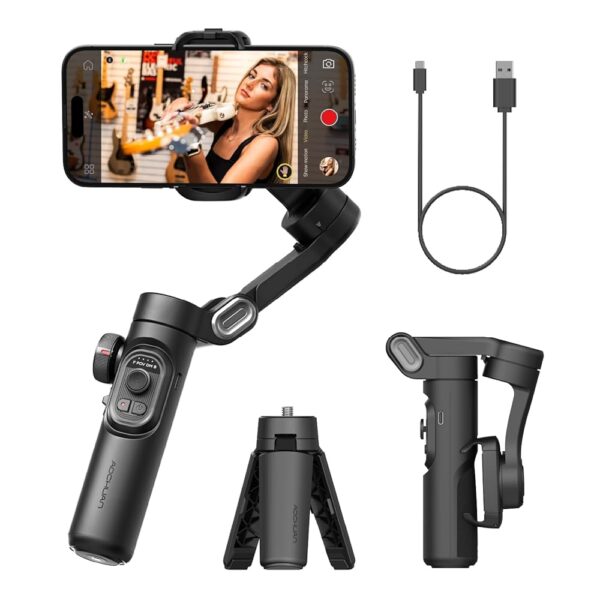 Phone Gimbal Stabilizer 3-Axis Smartphone Foldable Gimbal for iPhone Gimble with Focus Wheel TikTok YouTube Vlog Stabilizer for iPhone16 15 14 13 12 Pro Max&Android-Smart XE