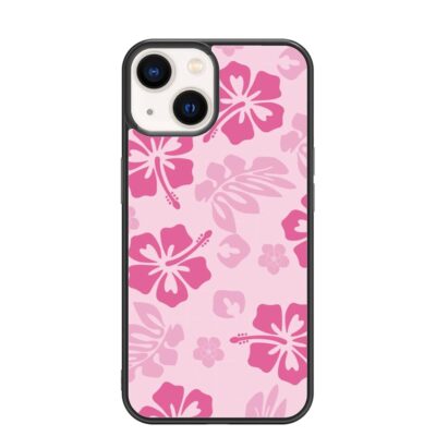 Pink Hibiscus Phone Case Compatible with iPhone 13 6.1 Inch – Shockproof Protective TPU Cute Flower Printed iPhone Case Designed for iPhone 13 Case for Men Girls Women