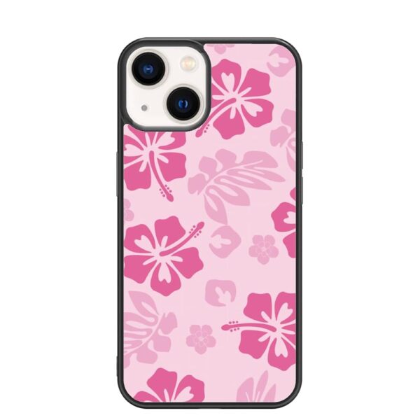 Pink Hibiscus Phone Case Compatible with iPhone 13 6.1 Inch - Shockproof Protective TPU Cute Flower Printed iPhone Case Designed for iPhone 13 Case for Men Girls Women