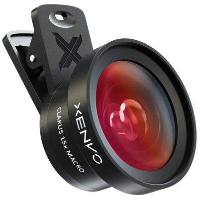 Pro Lens Kit for iPhone and Android, Macro and Wide Angle Lens (NOT A TELEPHOTO Zoom Lens) with LED Light and Travel Case Black